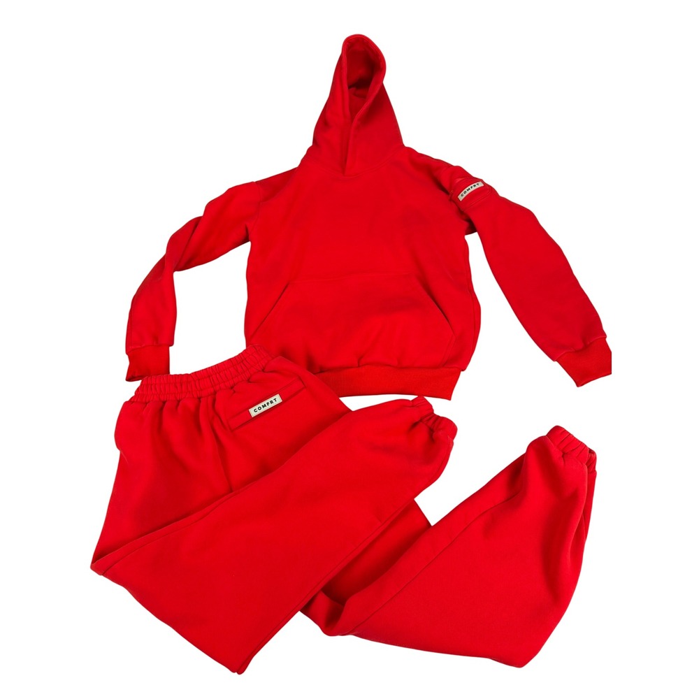 Comfrt Red Fleece Hoodie and Jogger Matching Set XS AX2508201